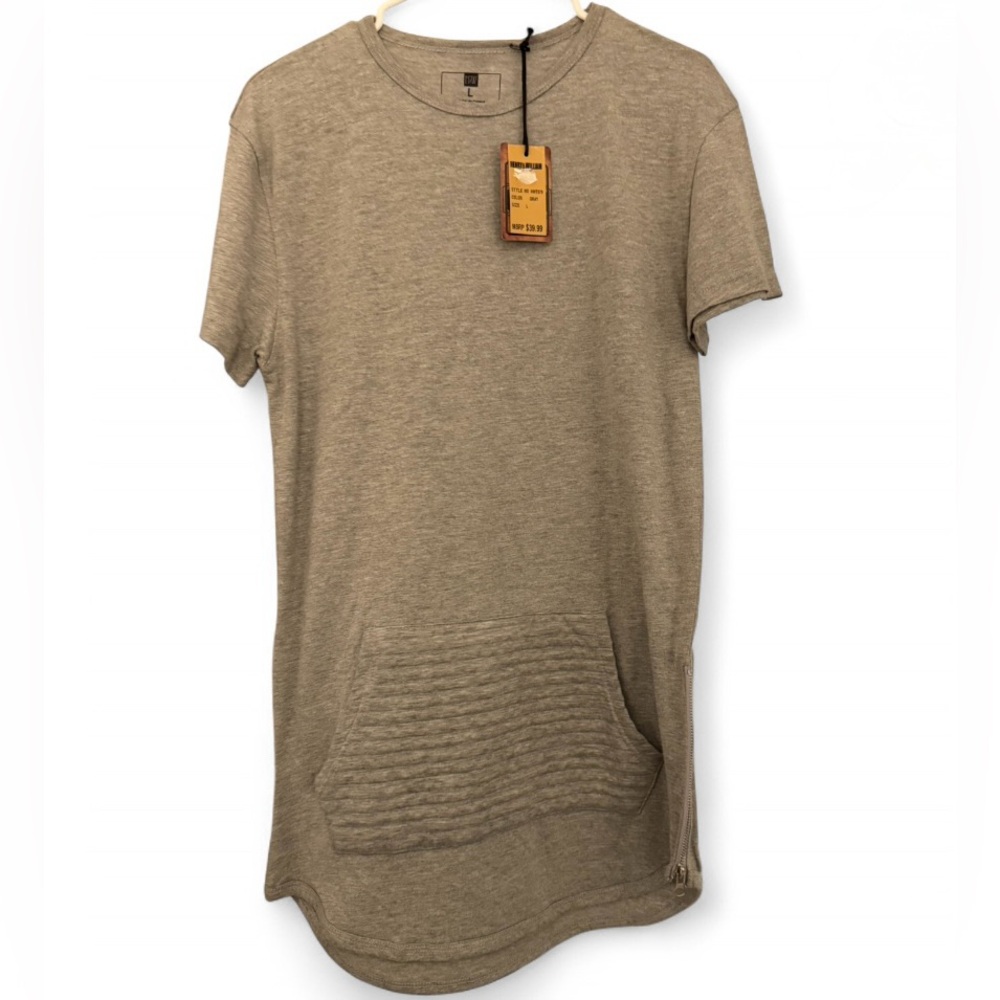 NWT Men’s Henry & William NY Side Zipper Kangaroo Pocket Shirt Size L $40 MSRP